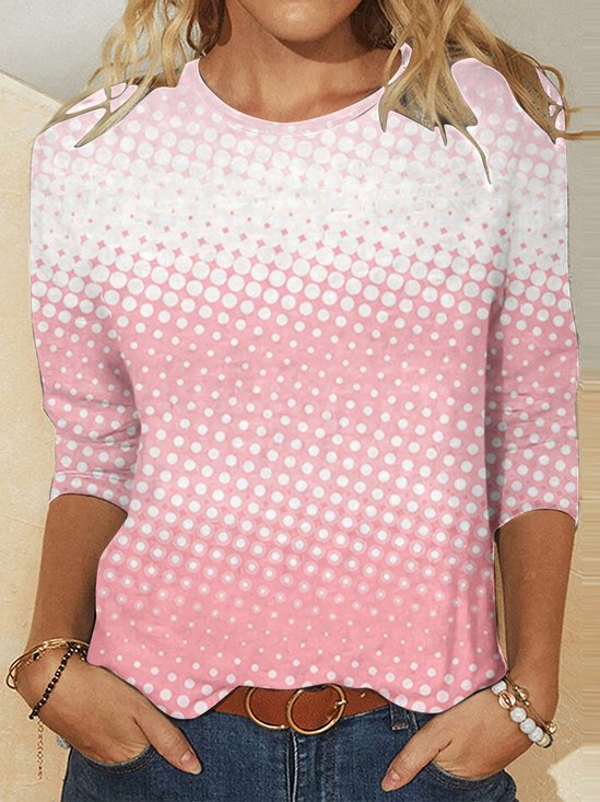 Crew Neck Geometric Casual Loose T-Shirt