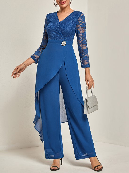 Loose Elegant Crew Neck Plain Two-Piece Set