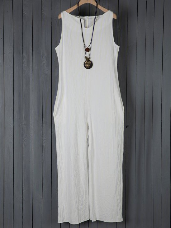 V Neck Solid Sleeveless Beach Resort Jumpsuits Rompers