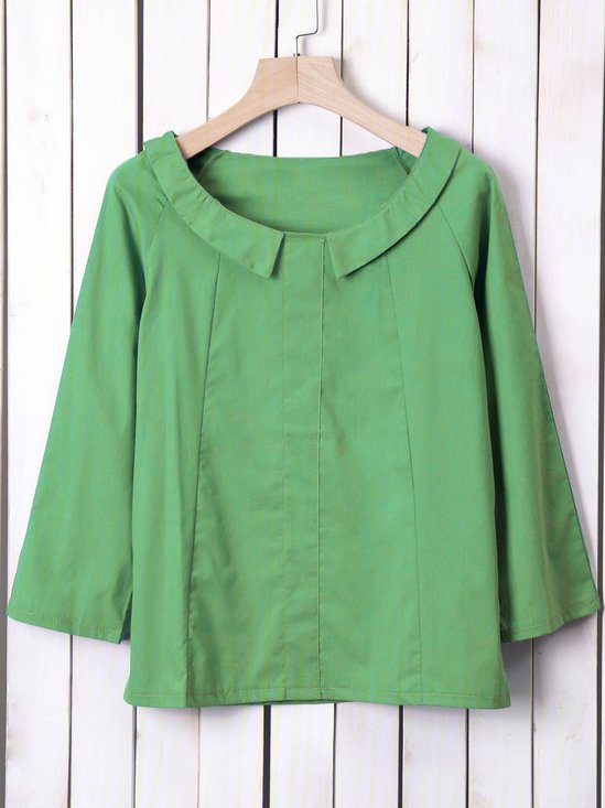 Plus Size Solid Casual Long Sleeve Blouse