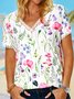 Floral V-Neck Lace Short Sleeve Top