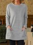 Plush Crew Neck Casual Thermal Dress