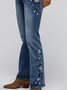 Casual Embroidered Floral Denim Jeans