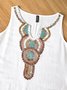 Loosen Vacation Linen Simple  Ethnic V Neck Short sleeve Woven Dress