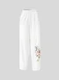 Boho Linen Loose Floral Casual Pants