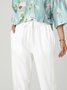 Women's Cotton Linen Lace Pocket Casual Pants