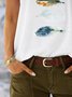 Feather Pattern V Neck Casual T-Shirt