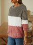 Plain Crew Neck Casual Loose Sweatshirt