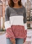 Plain Crew Neck Casual Loose Sweatshirt