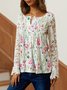 Regular Fit V Neck Floral Casual Top