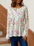 Regular Fit V Neck Floral Casual Top