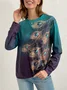 Casual Crew Neck Feather Sweatshirt