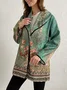 Vintage Flower Lake Lapel Mid Length Coat