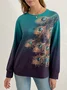 Casual Crew Neck Feather Sweatshirt