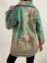 Vintage Flower Lake Lapel Mid Length Coat