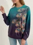 Casual Crew Neck Feather Sweatshirt