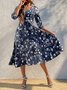 Elegant V Neck Floral Swing Dresses