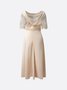 Boat Neck Satin Lace Elegant Dress