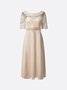 Boat Neck Satin Lace Elegant Dress