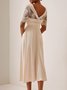 Boat Neck Satin Lace Elegant Dress