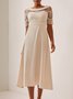 Boat Neck Satin Lace Elegant Dress