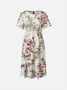 Cotton-Blend Elegant Floral Loose Dress