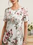 Cotton-Blend Elegant Floral Loose Dress