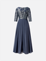 Crew Neck Regular Fit Plain Elegant Dress