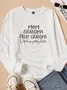 Casual Loose Crew Neck Text Letters Sweatshirts