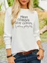 Casual Loose Crew Neck Text Letters Sweatshirts