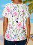 Floral V-Neck Lace Short Sleeve Top