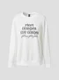 Casual Loose Crew Neck Text Letters Sweatshirts