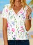 Floral V-Neck Lace Short Sleeve Top
