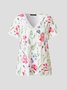Floral V-Neck Lace Short Sleeve Top