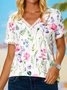Floral V-Neck Lace Short Sleeve Top