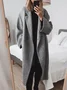 Women Pockets Solid Wool-blend Coat