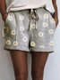 Casual Cotton-Blend Floral Shorts