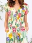 Summer Maxi Dress Pockets Plants Weaving Dress