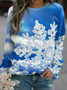 Long sleeve round neck Christmas ice and snow knitted loose top women's sweater
