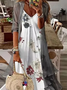 Loosen Spaghetti Floral Two Piece Long sleeve Knit Dress