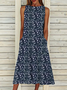 Plus size Sleeveless Crew Neck Floral Dress