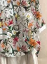 Floral Crew Neck Buttoned Tops