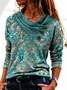 Fit Cross Neck Geometric Tops