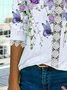 Butterfly flower lace top T-shirt plus size