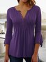 Casual Plain V Neck Tops