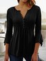 Casual Plain V Neck Tops