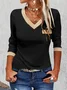V Neck Color Block T-Shirt