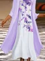 Vacation Casual Floral Printed 3/4 Sleeve Round Neck Maxi Dress Two-piece set