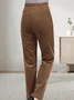 Corduroy elastic waist pocket loose pants plus size