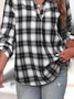 Casual Plaid Loose Shirt Collar Blouse